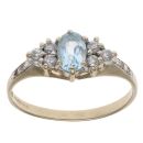 9ct Yellow Gold Cubic Zirconia and Aquamarine Solitaire Ring