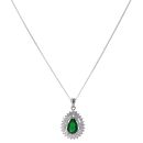 Silver Cubic Zirconia and Green Gemstone Cluster Pendant and Chain 18" By Icesia