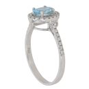 18ct White Gold 0.15ct Diamond and Aquamarine Cluster Ring
