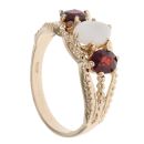9ct Yellow Gold Opal And Garnet Three Stone Ring