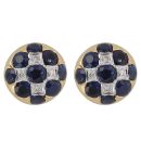 18ct Yellow Gold 0.04ct Diamond And Sapphire Cluster Earrings