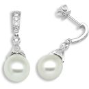 18ct White Gold 0.50ct Diamond & Pearl Drop Earrings