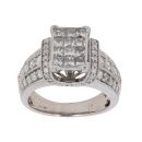 18ct White Gold 1.50ct Princess and Brilliant Cut Diamond Cluster Ring