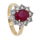 18ct Yellow And White Gold Ruby And Diamond Cluster