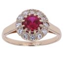 9ct Yellow Gold Ruby and Cubic Zirconia Cluster Ring