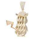 9ct Yellow Gold Cubic Zirconia Detective Pikachu Pendant
