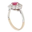9ct Yellow and White Gold Cubic Zirconia and Ruby Cluster Ring