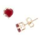 9ct Yellow Gold Ruby Heart Cut Stud Earrings