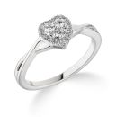 9ct White Gold 0.22ct Natural Diamond Halo Heart Cluster Ring