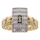 14ct Yellow Gold Monaco Classic Plain Baguette Link Signet Ring