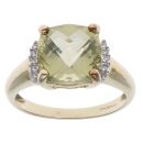 9ct Yellow Gold 0.05ct Diamond and Peridot Solitaire Ring