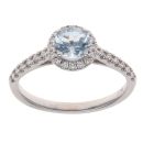 14ct White Gold 0.15ct Diamond and Aquamarine Cluster Ring