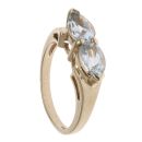 9ct Yellow Gold Aquamarine Two Stone Ring