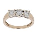 9ct Yellow Gold 0.25ct Brilliant Cut Diamond Trilogy Ring