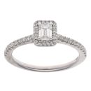 Platinum 0.55ct Emerald And Brilliant Cut Diamond Cluster Ring