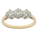 18ct Yellow Gold 1.50ct Brilliant Cut Diamond Trilogy Ring