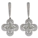Platinum 2.83ct Star Pie And Brilliant Cut Diamond Clover Cluster Drop Earrings