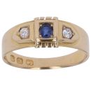 18ct Yellow Gold 0.10ct Diamond and Sapphire Three Stone Ring