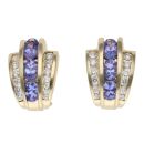 14ct Yellow Gold 0.45ct Brilliant Cut Diamond And Tanzanite Cluster Half Hoop Earrings
