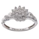 9ct White Gold 0.25ct Brilliant Cut Diamond Cluster Ring