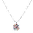 9ct White Gold Multi Gemstone Cluster Pendant and Chain 20"
