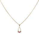 9ct Yellow Gold Garnet Three Stone Pendant and Chain 16"