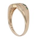 9ct Yellow Gold 0.10ct Brilliant Cut Diamond and Emerald Crossover Ring