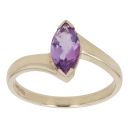 9ct Yellow Gold Created Amethyst Single Stone Ring