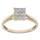 9ct Yellow Gold 0.20ct Brilliant Cut Diamond Cluster Ring