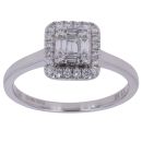 18ct White Gold 0.35ct Brilliant and Baguette Cut Diamond Cluster Ring