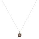 9ct Yellow Gold 0.05ct Diamond and Smoky Quartz Pendant and Chain 18"