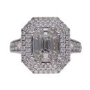 18ct White Gold Emerald Cut Diamond Cluster Ring