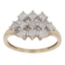 9ct Yellow Gold 0.80ct Brilliant Cut Diamond Cluster Ring