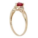 9ct Yellow Gold 0.05ct Diamond and Ruby Heart Ring
