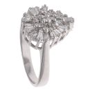 14ct White Gold Baguette And Brilliant Cut Diamond Cluster Ring