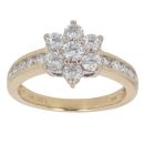 18ct Yellow Gold 1.00ct Brilliant Cut Diamond Cluster Ring