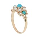 9ct Yellow Gold Pearl and Turquoise Cluster Ring