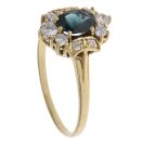 18ct Yellow Gold 0.40ct Brilliant Cut Diamond and Sapphire Cluster Ring