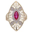 14ct Yellow Cubic Zirconia Stone Set Ring