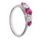 18ct White Gold 0.33ct Brilliant Cut Diamond and Ruby Five Stone Ring
