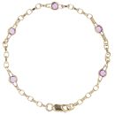 9ct Yellow Gold Amethyst Belcher Bracelet 7.5"