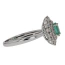 9ct White Gold 0.54ct Diamond And Emerald Ring