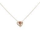 9ct Yellow and Rose Gold Heart Floral Pendant and Chain 18"