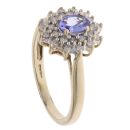 9ct Yellow Gold 0.25ct Diamond And Tanzanite Cluster Ring