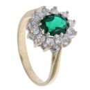 9ct Yellow Gold Green Gemstone and Cubic Zirconia Cluster Ring