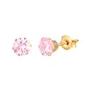 9ct Yellow Gold Pink Cubic Zirconia Stud Earrings 3mm