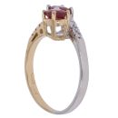 18ct Yellow and White Gold 0.07ct Diamond and Ruby Crossover Ring