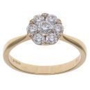 18ct Yellow Gold 0.78ct Brilliant Cut Daisy Cluster Ring