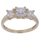 14ct Yellow Gold Cubic Zirconia Three Stone Ring