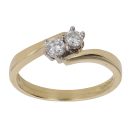 18ct Yellow Gold 0.33ct Brilliant Cut Diamond Two Stone Ring